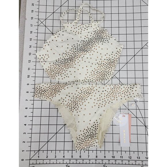 NWT Pilyq S City of Stars Reversible Seamless Hi-Neck Bikini Top & Bottoms 86314 - Picture 4 of 5